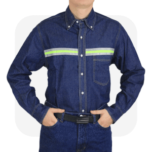 CAMISA JEAN CON CINTA REFLECTIVA 14 Oz