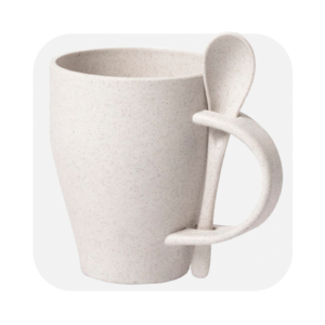 TAZAS EN FIBRA DE TRIGO CON CUCHARITA