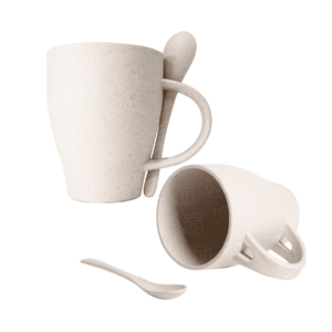 TAZAS EN FIBRA DE TRIGO CON CUCHARITA